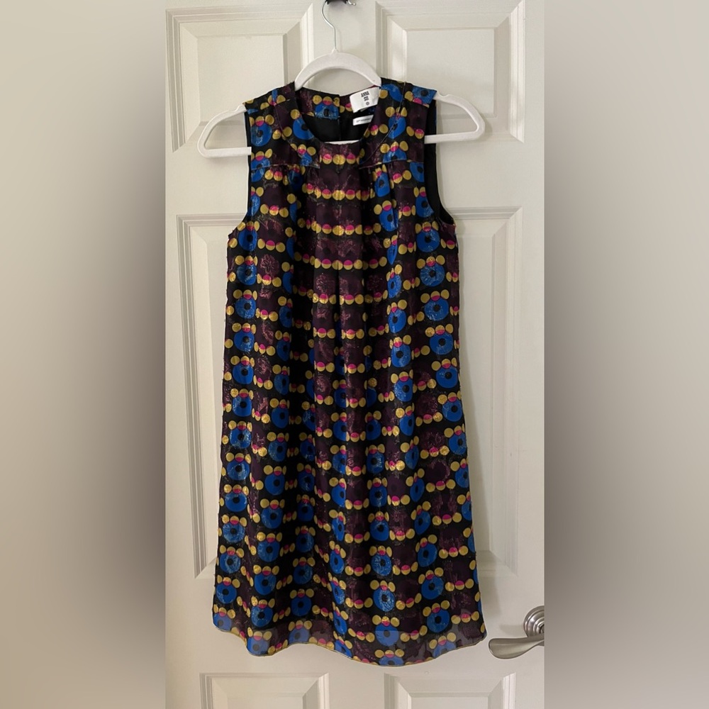 Anna Sui Target Metallic Circles Sleeveless Mini Shift Dress Size XS-sparkly
